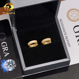 USA Local Stock Pass Diamond Tester 2Row VVS Moissanite Diamond Iced Out <strong>Hoop</strong> Earrings Hip Hop Jewlery 925 <strong>Silver</strong> <strong>Hoop</strong> Men - Product Image 3