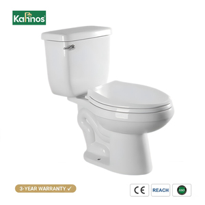WC en céramique à double chasse, cuvette sans rebord, à raccordement direct, qualité hôtelière, avec abattant à fermeture douce, facile à nettoyer, blanc, pour projet de rénovation de villa - Product Image 1