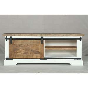 Muro TV Lowboard in <b>White</b> <b>and</b> Natural <b>White</b> <b>and</b> Natural Modern Elegance <b>Sideboard</b> Handmade Bulk Product Dining Room Wholesale - Product Image 1