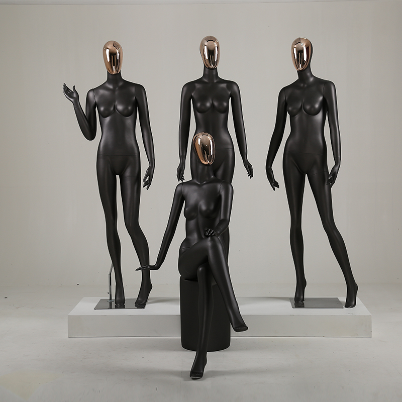 Черная голова-манекен из стекловолокна для смены тела, хромированная голова для лица, красивый женский манекен, манекен для одежды, Витрины Магазина