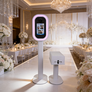 Cabina de Fotos para <span class=keywords><strong>iPad</strong></span> en Forma Ovalada para Bodas, con Luz LED RGB y Estuche de Transporte para Alquiler - Product Image 1