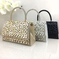 Pochette de soirée élégante et tendance en PU avec strass incrustés et fermoir magnétique pour banquets et fêtes