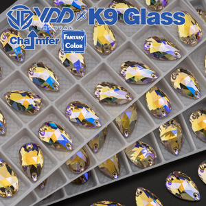 VDD Teardrop 11x18mm 24Pcs Ghost Light Color Top Quality K9 Glass Sew on Rhinestone Sewing Crystal Flatback Clothes Decorations - Product Image 4