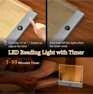 Book Light, Rechargeable Clear LED <b>Flat</b> Book Lights for Reading in Bed at Night with 3 Colors & Timer - Product Image 2