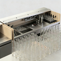 Comptoir de bar en acier inoxydable sur mesure avec vitrine réfrigérée pour bar à cocktails, boîte de nuit, bistrot, pub – Solution tout-en-un