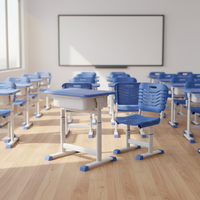 Ensemble de mobilier de classe : Chaise de bureau ergonomique réglable et table d'étude individuelle pour adulte