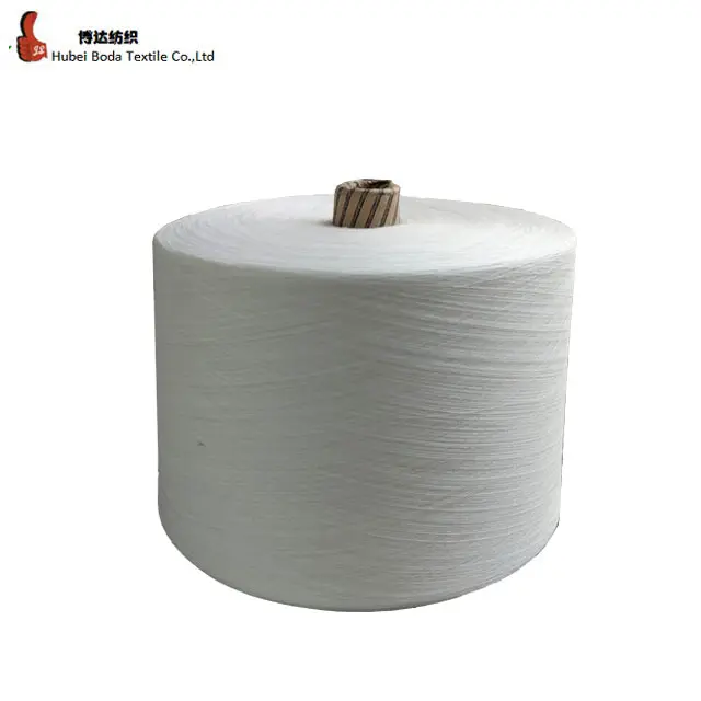50s/2 50s/3 fil 100% polyester pour fil à coudre/fil filé en polyester vierge blanc brut
