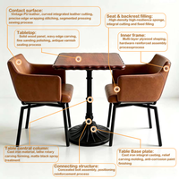 Personnalisation OEM ODM, table en bois massif de luxe pour 4 personnes, ensemble de chaises de salle à manger en métal et cuir pour restaurant, hôtel et bar