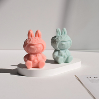 Moule en silicone 3D stéréo Labubu pour poupée tendance, idéal pour la fabrication artisanale de bougies parfumées en résine et gypse