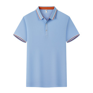 Camisa Polo Azul Cielo de Manga Corta, Color Sólido, Poliéster, Ropa de Trabajo, Uso Diario - Product Image 1