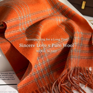 Écharpe 100% Laine à Carreaux Tartan avec Franges, Style Unisexe, Longue Écharpe d'Hiver, Idéale pour les Fêtes, Vente en Gros - Product Image 1