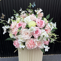 Boule de fleurs artificielles en soie blanche et rose, faite à la main, pour centre de table de mariage printanier, décoration de fête de mariage