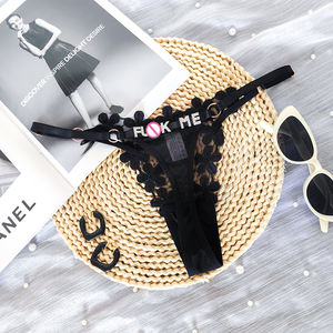 Sous-vêtements Tangas en dentelle sexy personnalisés avec nom et lettre 2024, culottes à fleurs brodées avec lettre en strass - Product Image 6