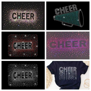 Cheer splattered hotfix Rhinestone Cheer nhiệt chuyển tùy chỉnh sắt-on Motif thiết kế cho hàng may mặc bán buôn căng các tính năng - Product Image 2