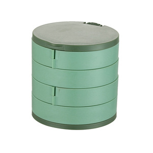 Rotating Multi Tier Jewelry <b>Box</b> Round Blue With <b>Mirror</b> For Earring Bracelet Necklace Storage 50 Capacity Cosmetic Organizer - Product Image 5