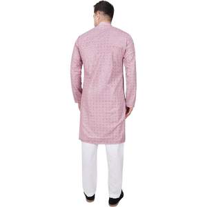 Ensemble Kurta Pajama pour homme Triloki, brodé et orné de paillettes, en rayonne, tenue ethnique indienne traditionnelle, tenue pour Diwali Puja - Product Image 3