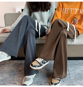 Otoño Invierno nuevos pantalones de pierna ancha de cintura alta para mujer algodón europeo terciopelo estilo Casual adelgazante pierna recta de talla grande <span class=keywords><strong>Jeans</strong></span> - Product Image 1