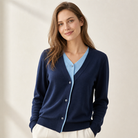Haut tricoté personnalisé pour femme, col en V, coupe ajustée, manches longues, en mélange de soie de mûrier et de laine, effet superposé, couleur unie, pour l'hiver