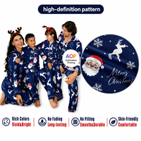 Set Piyama Natal Keluarga Seragam Biru Dongker Custom, Pakaian Tidur Sublimasi AOP, Mendukung 1pc POD Dropshipping, Mockup Gratis, Piyama Natal