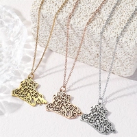 Collier Pendentif Carte Islamique Arabe Allah en Acier Inoxydable Étanche et Anti-ternissement, Bijou de Mode Coranique, Vente en Gros