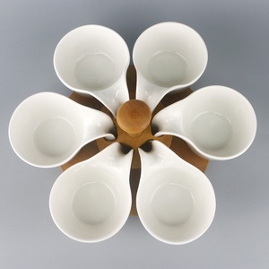 Sei <span class=keywords><strong>tapas</strong></span> ciotole in ceramica set di ceramica manico di un cucchiaio con base di bambù - Product Image 4