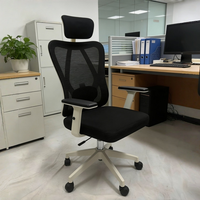 Chaise de bureau ergonomique à dossier haut en maille respirante, avec soutien lombaire, appuie-tête et accoudoirs réglables, inclinable