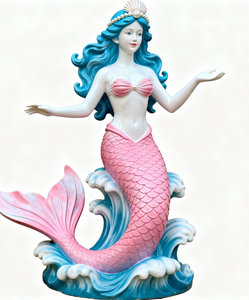 カスタムファンタジー人魚像、庭と商業景観アートのためのテーマFRP彫刻 - Product Image 1