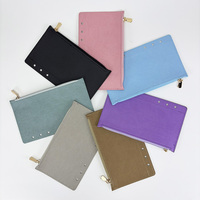 Derniers porte-cartes durables en cuir de galet 6 trous Planner Insert Pocket Accessories Gold Zipper Pouch Storage A6 Binder Flyleaf