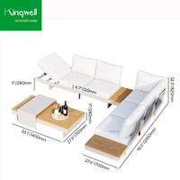 Mobilier d'extérieur moderne en forme de L en aluminium Ensemble de canapés de jardin modulaires minimalistes pour cour hôtels parcs