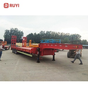 Semirremolque de Cama Baja de Acero de <span class=keywords><strong>3</strong></span> y 4 Ejes, 60 y 80 Toneladas, Precio de Fábrica, para Transporte de Cargas Mecánicas Pesadas - Product Image 4