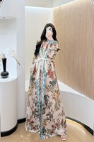 Abaya à col à revers imprimé de motifs floraux et d'oiseaux plissés Miyake, style luxueux, décontracté, solennel, conservateur, grande taille, robe de Dubaï