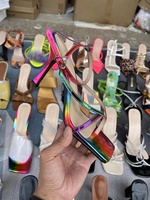 Sandales d'été mignonnes pour femmes Sunborn à talons hauts, mules florales avec doublure en maille transparente, dessus plat en caoutchouc PU