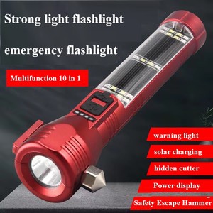 Martillo de seguridad multifuncional 8 en 1, linterna LED con energía Solar, carga Usb, <span class=keywords><strong>Escape</strong></span> de rescate, linterna de emergencia al aire libre - Product Image 3