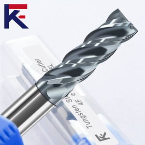 KF Độ chính xác cao hợp kim cacbua xoắn ốc xoắn ốc không đồng đều 4 dao phay đầu sáo cho Bộ định tuyến động thép bit công cụ cắt CNC - Product Image 4