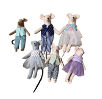Boneka Tikus Kain Katun Buatan Tangan Boneka Tikus Kerajinan Tikus Mainan Lembut Hadiah untuk Anak Perempuan dengan Gaun dan Pakaian