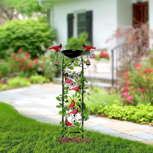 Décor de jardin Cardinal : Treillis pour plantes grimpantes, carillon éolien extérieur, décorations de <span class=keywords><strong>printemps</strong></span> pour pelouse - Product Image 2