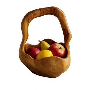 Handmade Wooden Fruit Basket With Handle Retro Design For Fruit And Snacks Gifting - Product Image 1