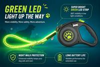 Laisse Rétractable pour Chien avec Barre Lumineuse LED, Bande Réfléchissante, Extensible Automatiquement, Poignée Ergonomique, Design Tendance en Plastique pour Grands Chiens