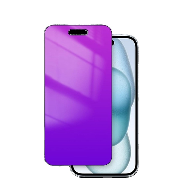 High Aluminum Electroplate Matte Feel Purple Light 360 Degree Privacy Tempered Glass Protective Film for iPhone 16 ProMax 15 14