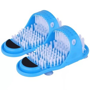 Wholesale TRP+PVC/Wooden Funny <strong>Foot</strong> <strong>Scrubber</strong> Brush Blue Slippers Massager <strong>Shower</strong> Clean Easy <strong>Feet</strong> Brush - Product Image 1
