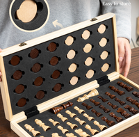 Vente en gros de nouveaux jeux d'échecs en bois multifonctionnels 2 en 1, jeux d'échecs de voyage pour le divertissement, jeu amusant