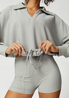 Ensemble de 6 pièces de vêtements de yoga pour femmes grandes tailles, sous-vêtements de sport amples à cordon de serrage, manches longues, en Spandex/Nylon, pour la gym et le fitness