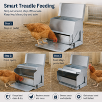 Mangeoire à Poulets Industrielle Anti-Nuisibles 25 lb en Acier Galvanisé à Pédale pour Élevage Extérieur – Expert en Croissance Saine, Sans BPA