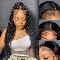Perruque frontale sans colle de 32 pouces, en dentelle transparente Full HD, cheveux indiens vierges alignés sur les cuticules, non traités, 100 % cheveux humains naturels
