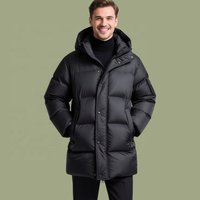 Vestes et manteaux en duvet de canard blanc 90% personnalisés OEM ODM pour hommes, avec capuche amovible, grandes poches, style business, longs, décontractés, pour l'hiver