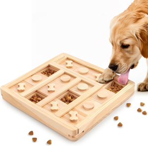 Pequenos e Grandes Cães IQ Training Interactive Puzzle Brinquedos Wooden Bone Pattern Food <span class=keywords><strong>Bowl</strong></span> Alimentador Lento para Treinamento Canino - Product Image 1