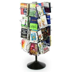 16-Pocket Rotating <strong>Wire</strong> Book Stand Modern Foldable Metal Comic Book Magazine <strong>Display</strong> <strong>Rack</strong> with Header Clip for Floor Standing - Product Image 1