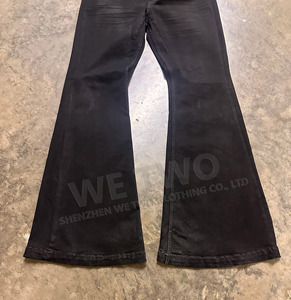 Elasticizzato nero <span class=keywords><strong>a</strong></span> vita bassa con taglio <span class=keywords><strong>a</strong></span> stivale da Cowboy con fondo <span class=keywords><strong>a</strong></span> campana Vintage <span class=keywords><strong>pantaloni</strong></span> in Denim personalizzati cerati jeans jeans jeans jeans da uomo - Product Image 4