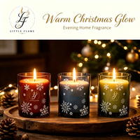 Bougies en verre de luxe personnalisées pour Noël avec mèche en bois, en cire de soja, pour bougies parfumées, coffret cadeau, vente en gros