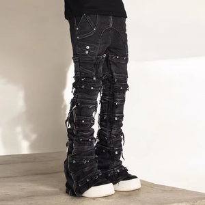 DiZNEW Homme Jeans <span class=keywords><strong>noir</strong></span> personnalisé 2026 Streetwear <span class=keywords><strong>Slim</strong></span> Fit Bootcut Jeans pour homme - Product Image 4